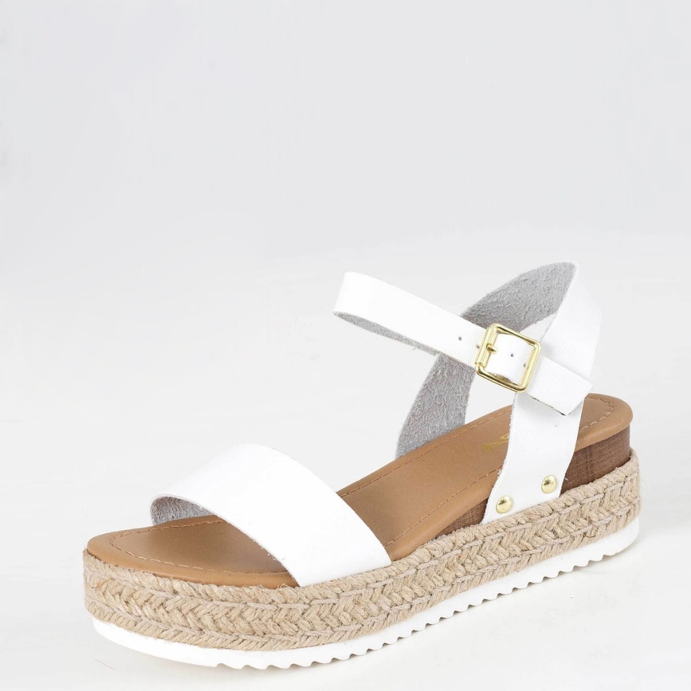 SZ 10 Open Toe Ankle Strap Espadrille Wedge Sandal - Picture 2 of 6